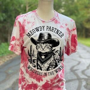 Womens funny t shirt . Cat shirt bleached tee